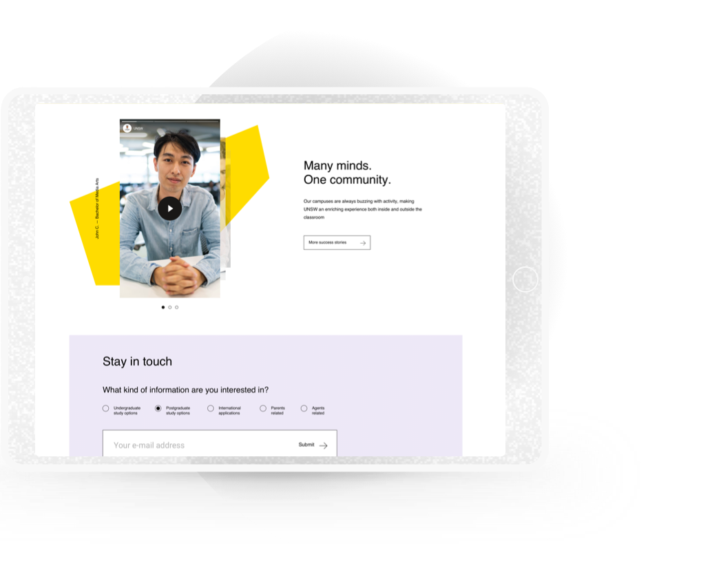 UNSW prospective-student experience shown on a laptop